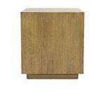 Straight-on front view emphasizing the flat light brown oak veneer surface and wood grain details