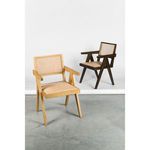 Pair of Takashi chairs in black and natural wood finishes displayed on concrete floor
