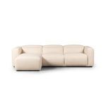 Radley Power Recliner 3-piece sectional with chaise in light beige fabric, wide arms, adjustable headrest