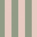 Wide vertical stripes wallpaper in fern green and baby pink with a matte finish