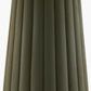 Close-up of olive green ribbed ceramic base with vertical grooves on Conju table lamp