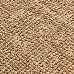 Close-up showing chunky boucle handwoven jute fibers texture and weave pattern