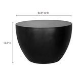 Front view of the table with dimensions 24 inches wide and 16 inches high