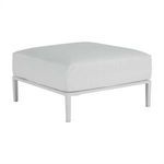 Havana Chalk/Natural Resin Ottoman with thick white cushion on slim white metal frame with four legs