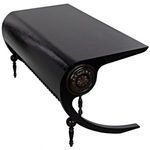 Top angled view showing smooth desk surface curving down on ends with visible craftsmanship details