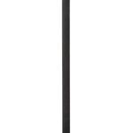 Vertical close-up of slender black lamp stand with textured iron finish