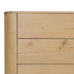 Close-up of top left corner showing rounded edge detail and wood grain