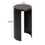 Luna Black End Table with dimension measurements showing 13.5 inches diameter and 24.25 inches height