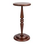 Sterling Side Table with dark chestnut finish, round tabletop, and turned pedestal base with classic silhouette