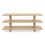 Casey bookcase with three evenly spaced shelves and vertical supports featuring a bullnose edge in light wood finish.