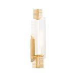 Vineland Wall Sconce isolated on white background showing full front view and glowing light inside glass shade
