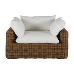 Front view of Montecito Woven Lounge showing wide seat and cushion arrangement
