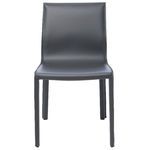 Front view of the Colter Dining Chair showing smooth gray cushioned seat and backrest