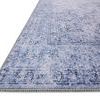 Close-up of Loren Slate Rug showing corner edge stitching and textured printed knot details