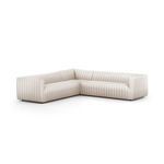 Three-quarter view angled to display sofa depth and L sectional configuration