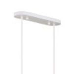 Blurred close-up of the white chandelier ceiling canopy and suspension rods