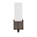 Bryce Bath Wall Sconce with white glass shade turned off showing clean silhouette and bronze textured base