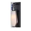 Brompton Bronze Bath Wall Sconce with oil-rubbed bronze rectangular wall plate and frosted tapered shade hanging from meta...