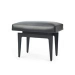 Winston Stool with black oversized upholstered cushion and sleek angular black metal legs