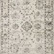 Traditional ivory and stone-colored rug with muted floral and geometric pattern and a decorative border