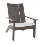 Ashland Slate Gray Adirondack chair with wide slats and white cushioned seat in a classic outdoor design