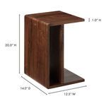 Dimension diagram illustrating height, width, and depth measurements of the walnut Hiroki Accent Table