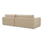 Back view of Madrid sectional displaying smooth chenille fabric with tonal piping