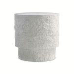 Three-quarter angled view showing the depth and texture of the faux stone pattern on table sides