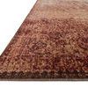 angled low side view highlighting slim profile and detailed edge binding of the rug