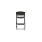 Zola Outdoor Bar Stool rear view showcasing basketweave back and frame structure