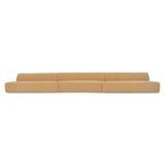 Naomi Wave Modular Sectional three-piece sofa with soft, textured camel fabric and sculptural curved design