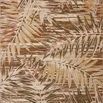 Botanical modern area rug with large-scale leaf patterns in earth tones of beige, brown, gold, and green
