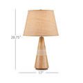 Amalia Wood & Rattan Table Lamp with measurements showing 28.75 inches tall and 17 inches wide