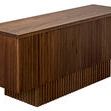 Side angle view highlighting linear pattern wrapping the sideboard's front and sides