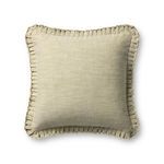 20x20 inch heathered light green throw pillow with pleated raw-edge flange detailing