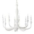 Alternate angle of chandelier without lampshades, highlighting overall balanced shape and arm spacing