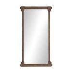 Straight-on view of Harda floor mirror with solid brown acacia wood frame