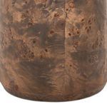 Lower section of burl wood lamp base showing deep texture and wood patterns near bottom