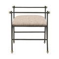 Top view emphasizing seat upholstery contours and polished brass ball finials on back rails