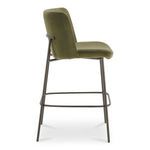 Side profile highlights gently curved seat and backrest with metal frame connecting legs
