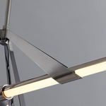 Close-up of smooth black nickel finish metal support and illuminated flat light bar detail