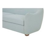 Close-up of Bria sofa's arm and cushion seam detailing with textured flecked fabric