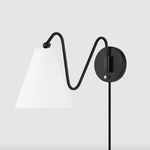 Full front view of black Onda 1 Light Portable Wall Sconce against plain background