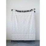 Product Image 11 for Adeline Cream Cotton Woven Throw With Grey Stripes And Tassels from Creative Co-Op