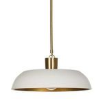 Close-up side view of Walton Pendant showing curved white shade and gold cylindrical fixture