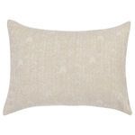 King sham in natural color with French herringbone woven cotton fabric and subtle embroidery