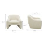 Close-up of Kenzie Accent Chair's curved seat cushion and surrounding soft fabric upholstery