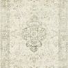 Rosette Ivory / Silver Rug with vintage floral medallion pattern in soft ivory and silver tones
