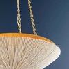 Side angle highlighting the curved shape and gold chain suspension of Summerside Pendant