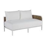 Havana right-arm facing sofa showing side profile with woven rattan detail and slim metal legs